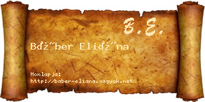 Báber Eliána névjegykártya